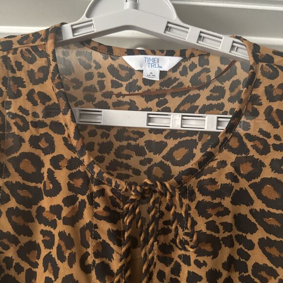 Womens Babydoll Dress Sz Small Leopard Lined Tassel Animal Print Boho Brown - Picture 7 of 16